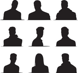Silhouettes of diverse people sitting in rows isolated on transparent background