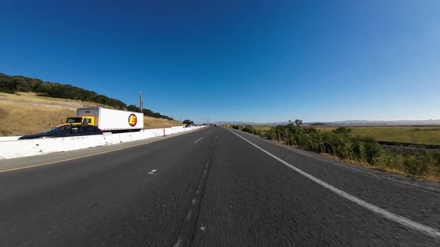 San Francisco Bay Area Novato Freeway 101 North 07 Front View Driving Plates of Marin County California USA Ultra Wide