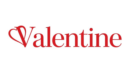 Valentine's Day Icon: The word Valentine is artfully displayed with a delicate heart, the letters flowing together. the elegance of the lettering conveys a sense of romance and connection. 