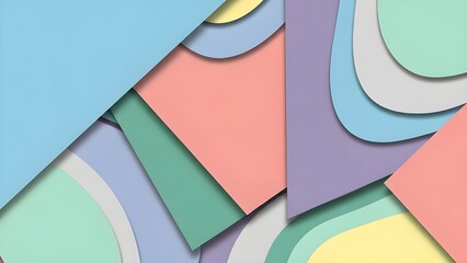 Abstract pastel geometric background with layered curved shapes