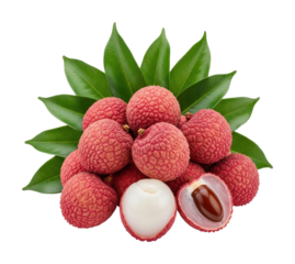 Fresh lychee harvest tropical garden food bright isolated on transparent background