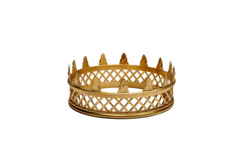 Ornate golden crown with intricate lattice pattern on black background royal regal, Png, Isolated on Transparent Background, Cut Out