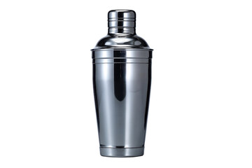 Polished Silver Cocktail Shaker with Black Background drink metal, Png, Isolated on Transparent Background, Cut Out