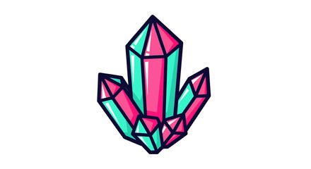 Vibrant Crystal Cluster Illustration with Pink and Teal Accents.