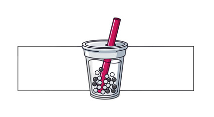 Illustration of a bubble tea drink with a straw.