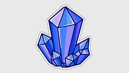 Illustration of a cluster of blue and purple crystals with white outline.