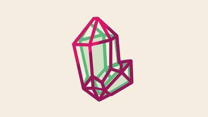 Geometric Crystal Structure with Pink and Green Outlines.