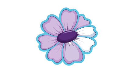 Delicate Purple Flower with Blue Outline and Dark Purple Center.