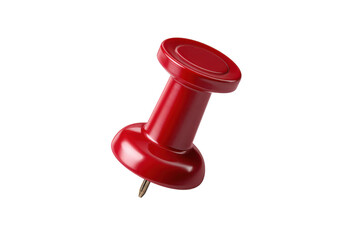 Single red thumbtack with metal pin against black background sharp, Png, Isolated on Transparent Background, Cut Out