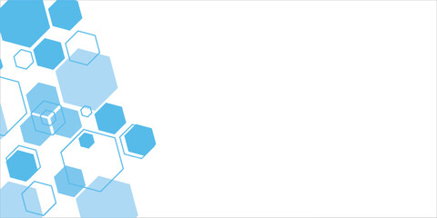 Abstract blue hexagon banner background.