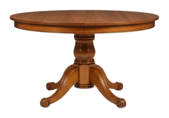 Elegant wooden dining table cozy ambiance for home interiors isolated on transparent background