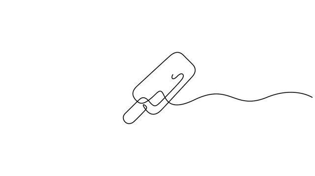 Self animated continuous one-line drawing of an ice cream bar, also known as a popsicle. Full length unbroken line art animation