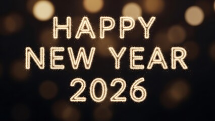 Obraz premium Happy New Year 2026 sparkler text with bokeh lights celebration