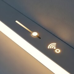 Close up of a light with a wireless symbol.