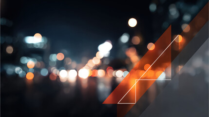 Blurred city night bokeh orange geometric overlay street lights abstract urban scene modern design nocturnal mood