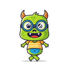Obraz premium Whimsical illustration featuring a vibrant green cartoon monster with playful charm and engaging