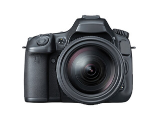 Professional DSLR Camera with Interchangeable Lens Isolated on Transparent Background