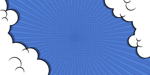 Pop art Comic Background with Cloud and shine bright Vector Illustration. Comic book cartoon speech bubble for text. Cartoon puff cloud background for text template.