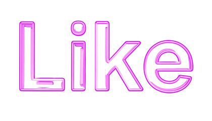 Illuminated text, spelled "Like," displays with a neon-style effect against a dark, contrasting backdrop, a modern design