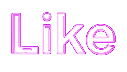Illuminated text, spelled "Like," displays with a neon-style effect against a dark, contrasting backdrop, a modern design
