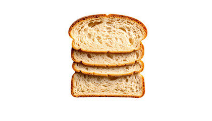 Stacked, golden-crusted bread slices, showcasing a porous interior against a stark, black backdrop