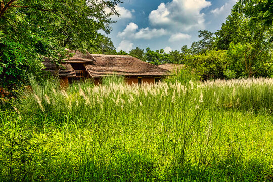 Village landscape near Khajuraho in Chhatarpur district, Madhya Pradesh, India.