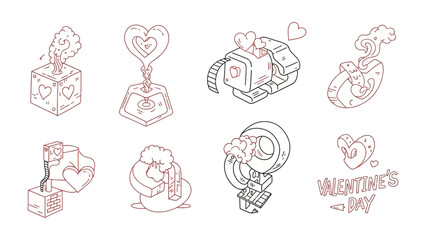 Valentine's Day Line Art: Intricate line art illustrations of Valentine's Day themed objects, perfect for adding a touch of romance to any project. These designs capture the essence of the holiday.