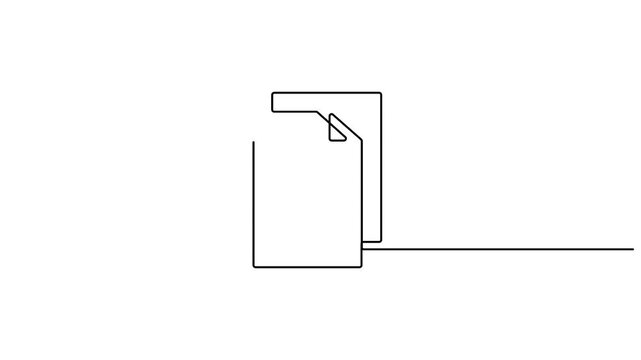 Self animated minimalist continuous line drawing of a blank ID card, file, or document icon