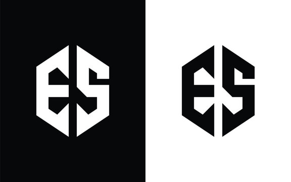ES Monogram Logo Design, Modern Hexagonal Letter E and S, Minimalist Geometric Symmetry for Tech, Sports, and Industrial Branding Identity