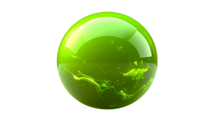A luminous, transparent sphere radiates with a green, ethereal glow, against a stark black background, showcasing visual intrigue