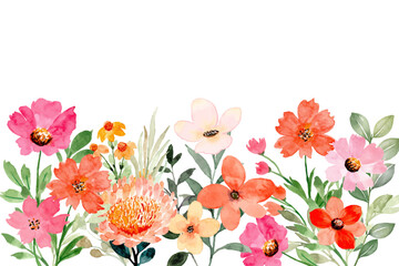 Flower watercolor frame for wedding, birthday, card, background, invitation, wallpaper, sticker, decoration etc.
