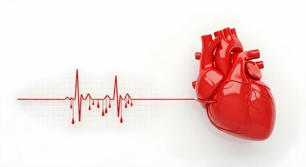 Human Heart with Heartbeat Graph Displaying Health and Medical Information Concept