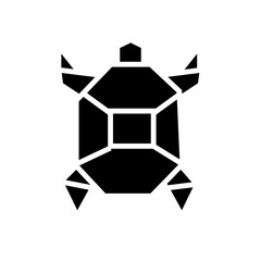 black and white origami turtle glyph icon illustration vector