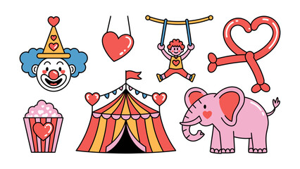 Whimsical Circus: Charming illustrations of circus elements, radiating joy and festive spirit.