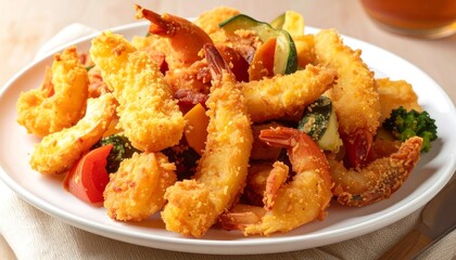 イタリア料理のフリットミストが大皿に盛られ食卓を華やかに彩る一皿