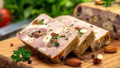 フランス料理のテリーヌが木台に並ぶグルメなシャルキュトリー