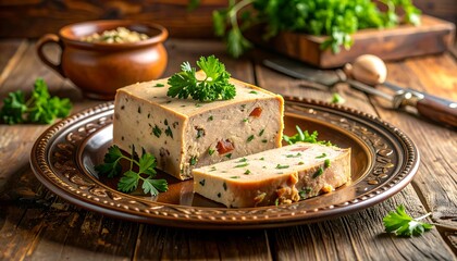 フランス料理のテリーヌを彩り豊かに盛り付けたグルメな一皿