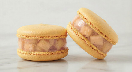 【AI】Clear Pineapple Jelly Macarons with Real Pineapple Pieces