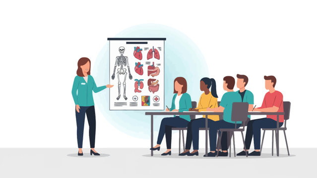 educational medical lecture on human anatomy and skeletal system for students in classroom setting