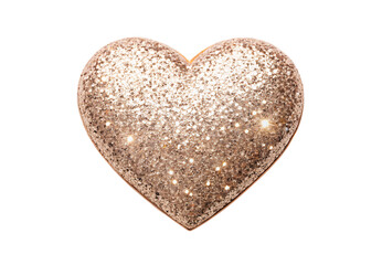 Fototapeta premium Champagne glitter heart with twinkling lights and elegant shimmering texture finish, isolated on a transparent background