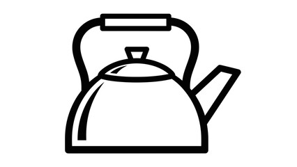 Simple black and white kettle illustration.