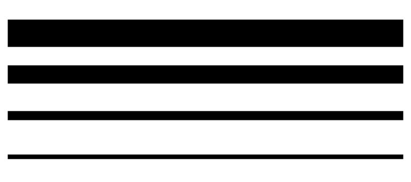Black horizontal line series, progressive thickness from thin to thick