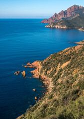 La M&eacute;diterran&eacute;e : calanques de Figa Baleri &agrave; Portinello, Corse, France