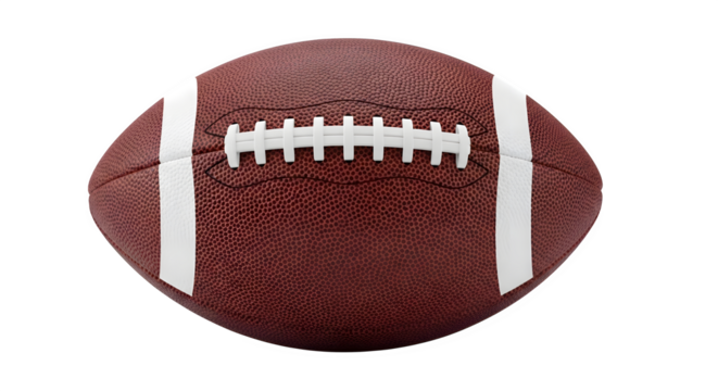 American football isolated view with white stripes and laces isolated on transparent background - Powered by Adobe