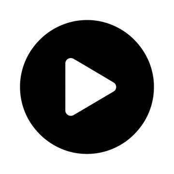 Bold editorial YouTube play icon inside solid black circle with white triangle creating strong visual contrast