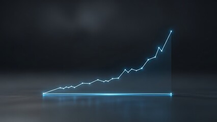 Glowing blue line graph showing steady business growth and success