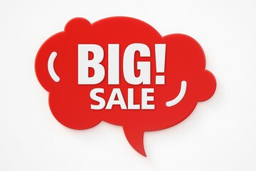 Big sale announcement in red speech bubble