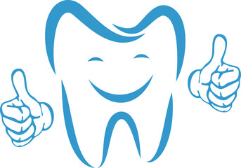 Zahn mit Gesicht und mit H&auml;nden, Zahn, Zahnpflege, Zahnarzt Logo, Icon