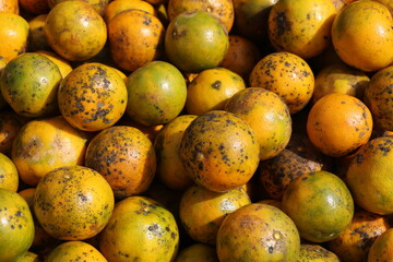Fresh ripe mango and papaya fruits display vibrant orange and yellow colors at an organic food market, offering a healthy and juicy vegetarian diet choice straight from nature and agriculture