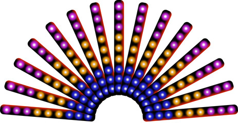 Abstract Radial LED Light Bars Background, Neon Purple Orange Blue Spectrum PNG